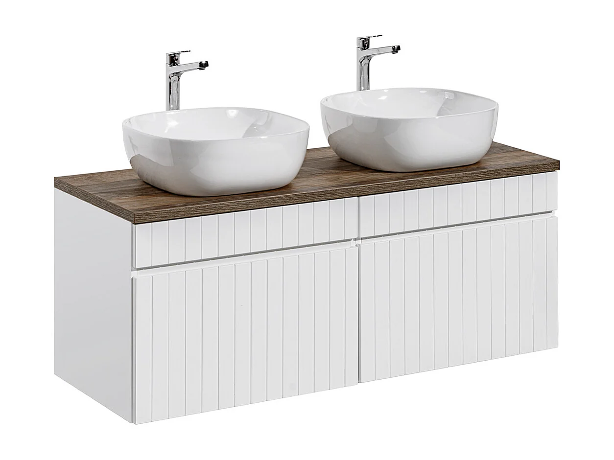 Meuble double vasque 120cm Zelie Blanc et Bois