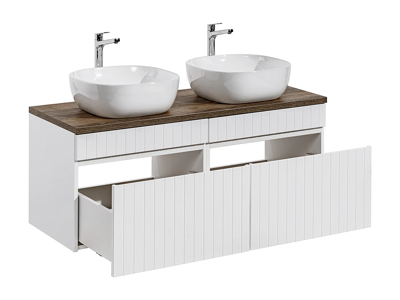 Meuble double vasque 120cm Zelie Blanc et Bois
