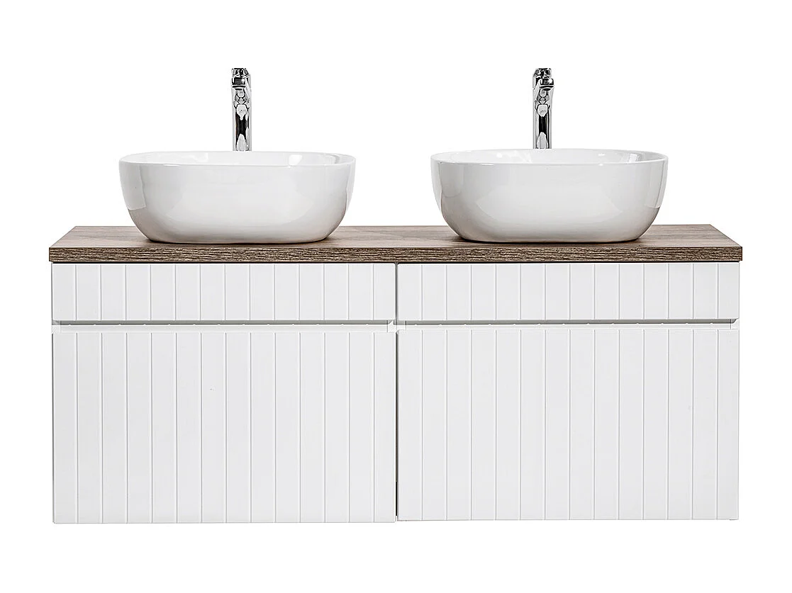 Meuble double vasque 120cm Zelie Blanc et Bois