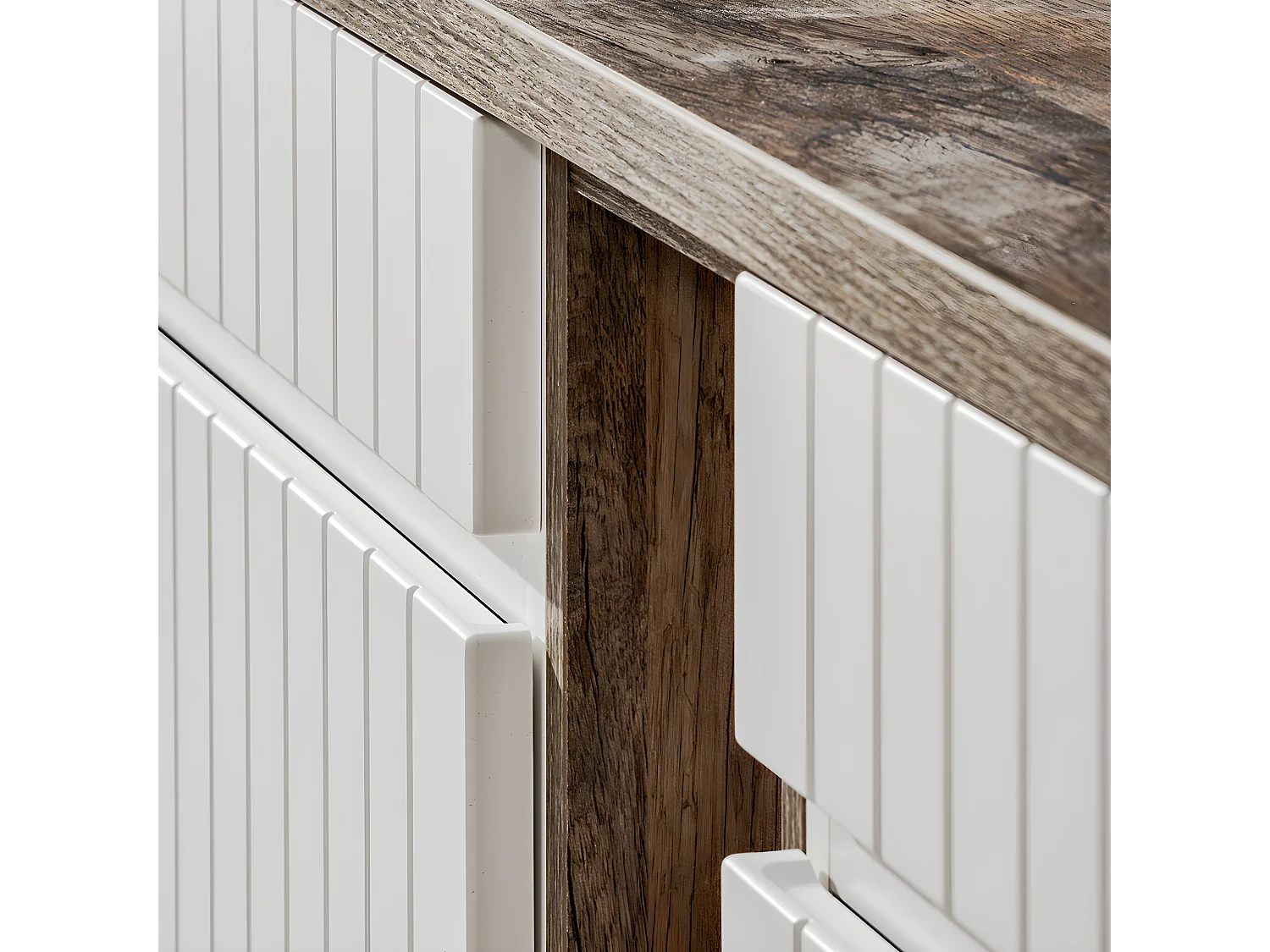 Meuble double vasque 140cm 2 niches Zelie Blanc et Bois