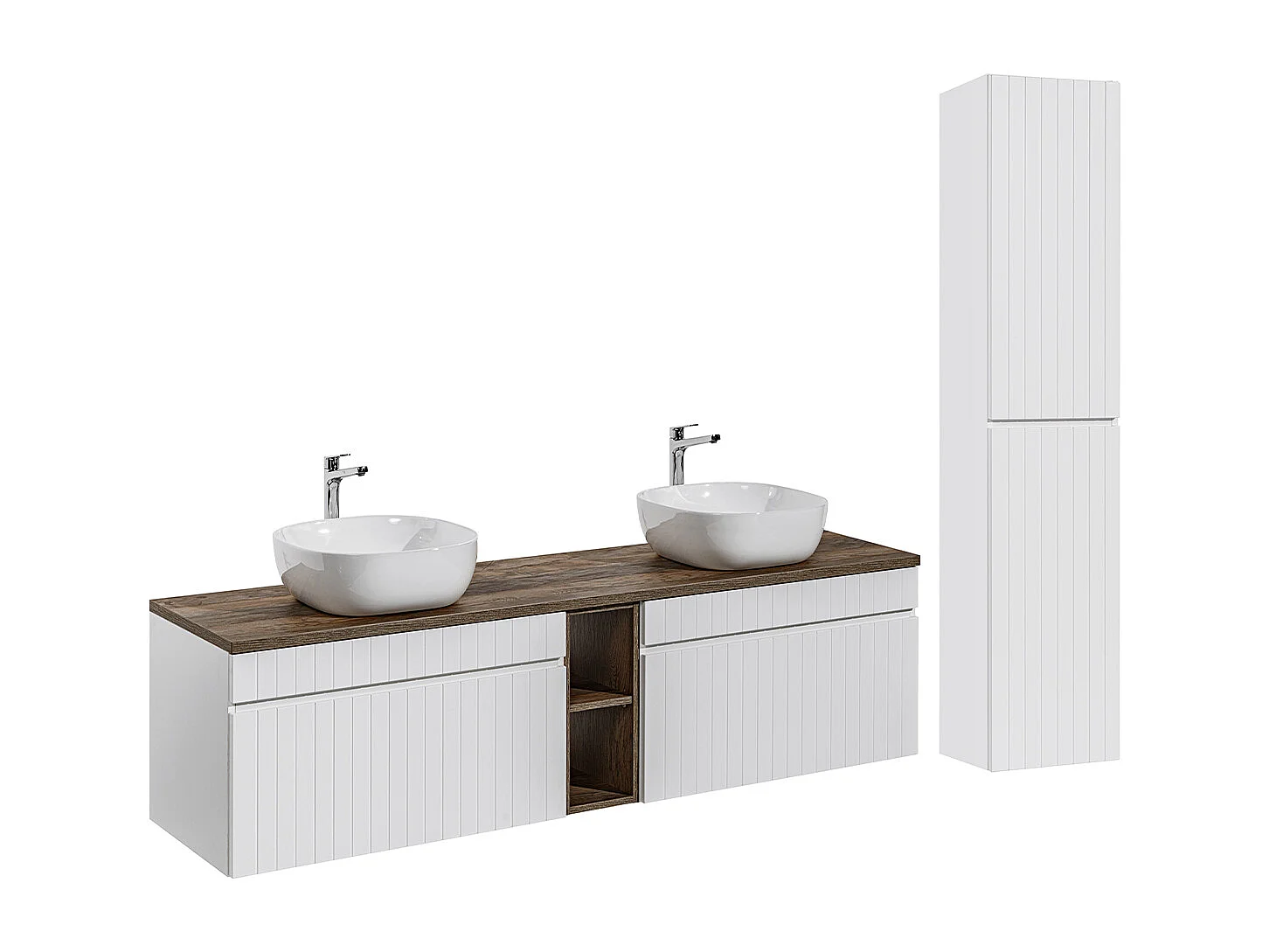 Set di mobili da bagno doppio lavabo Zelie bianco 180cm