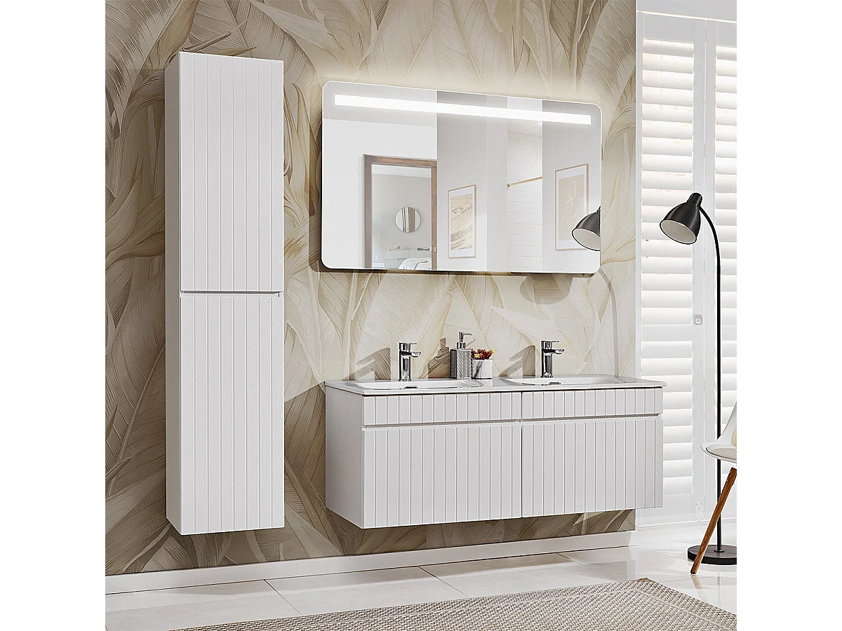 Set di mobili da bagno doppio lavabo Zelie bianco 120cm