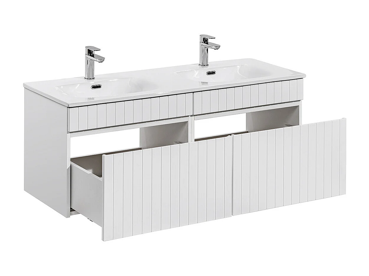 Set di mobili da bagno doppio lavabo Zelie bianco 120cm