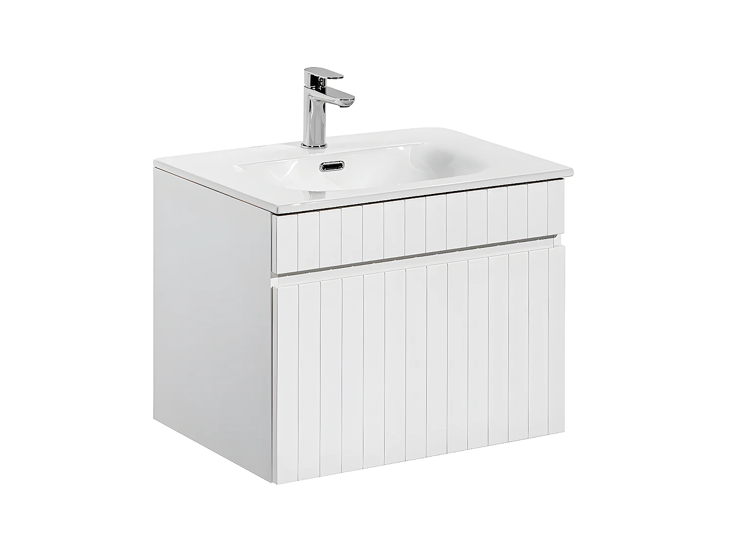 Conjunto mueble lavabo individual encastrado 60cm y columna Zelie Blanco