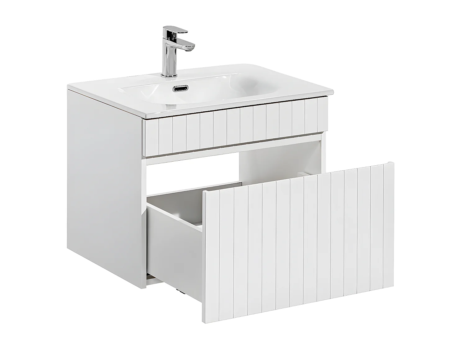 Conjunto mueble lavabo individual encastrado 60cm y columna Zelie Blanco