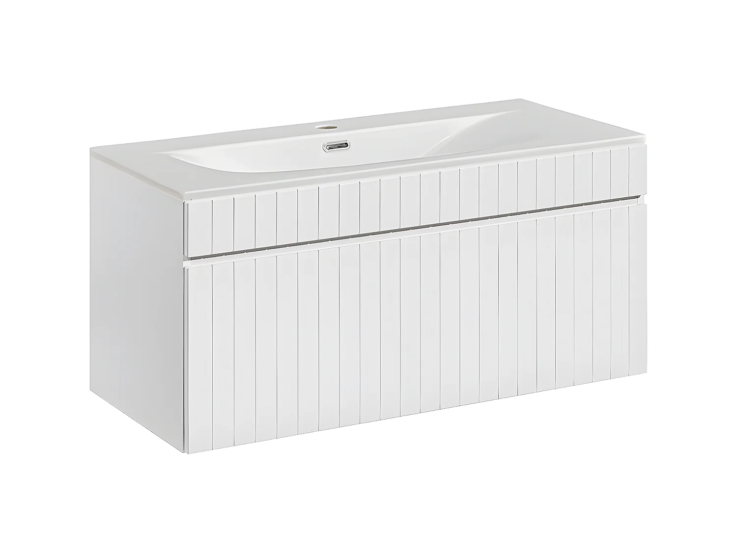 Meuble simple vasque encastrée 100cm Zelie Blanc