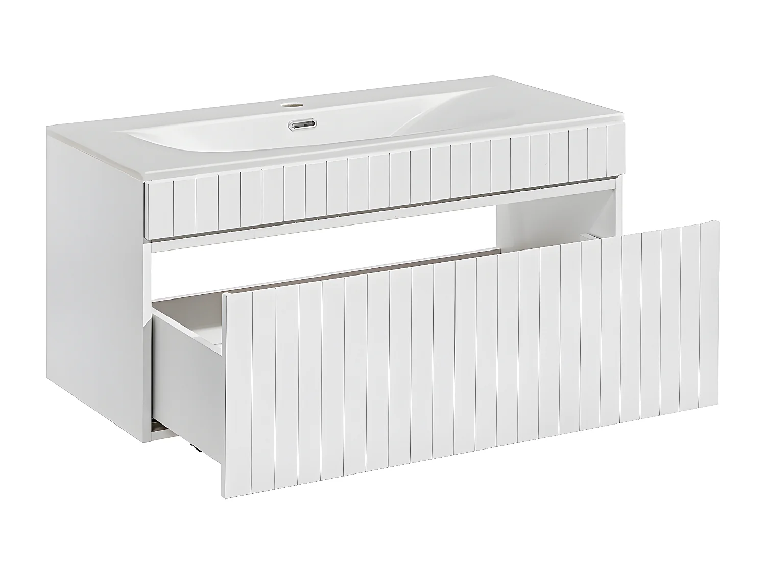 Meuble simple vasque encastrée 100cm Zelie Blanc