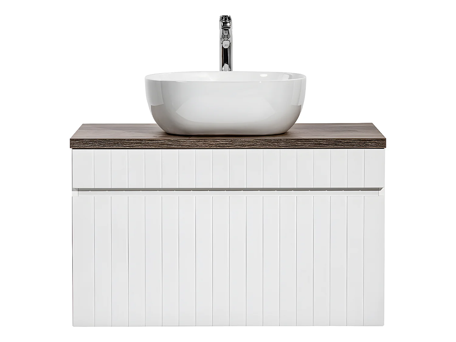 Meuble simple vasque 80cm Zelie Blanc et Bois