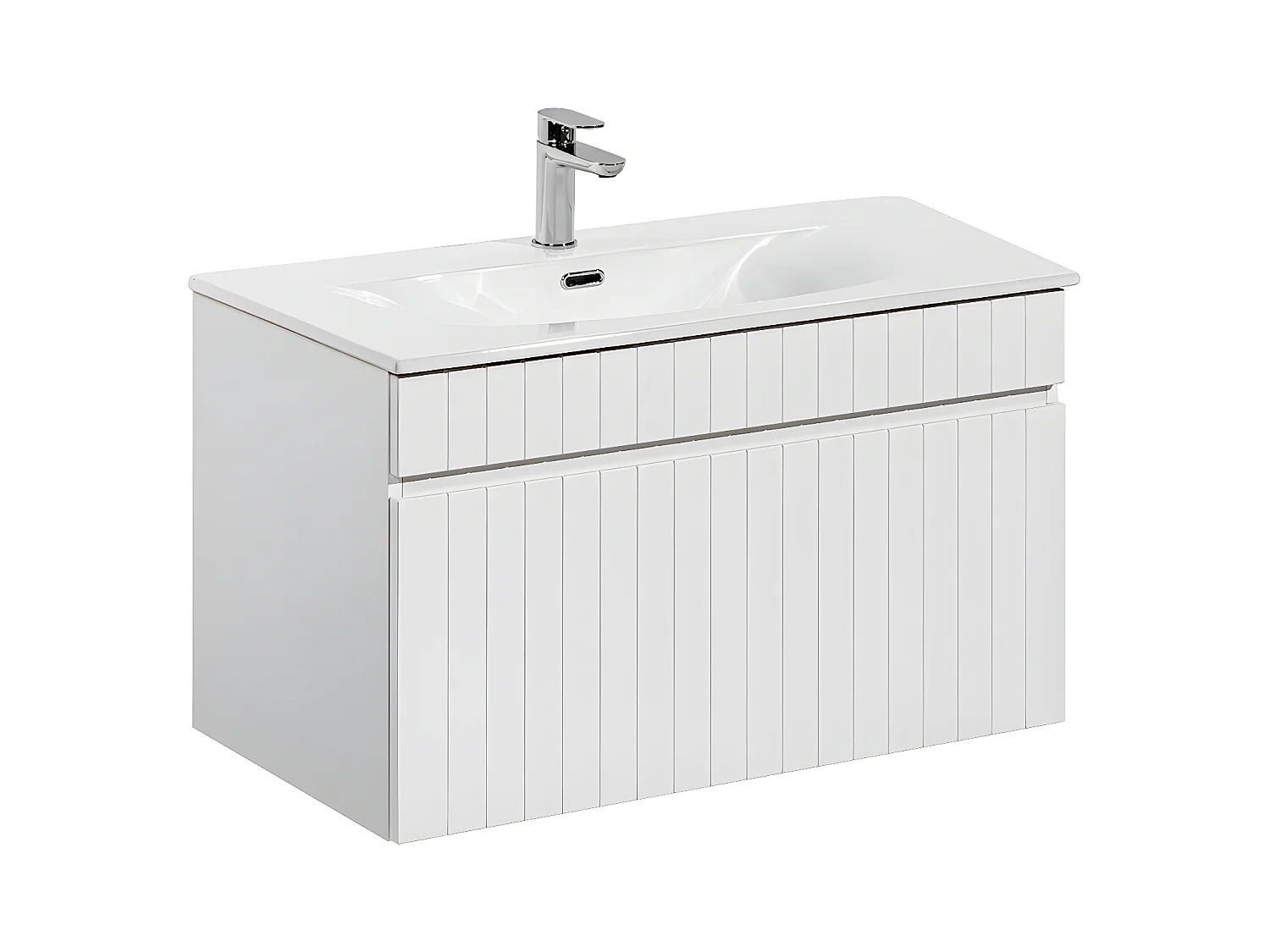Meuble simple vasque encastrée 80cm Zelie Blanc