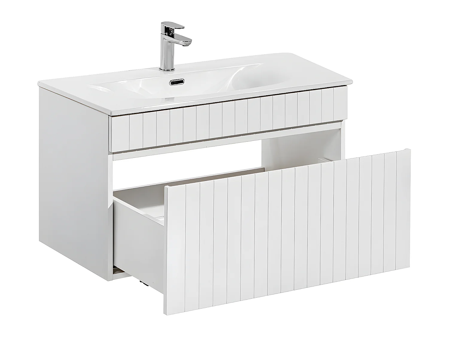 Meuble simple vasque encastrée 80cm Zelie Blanc