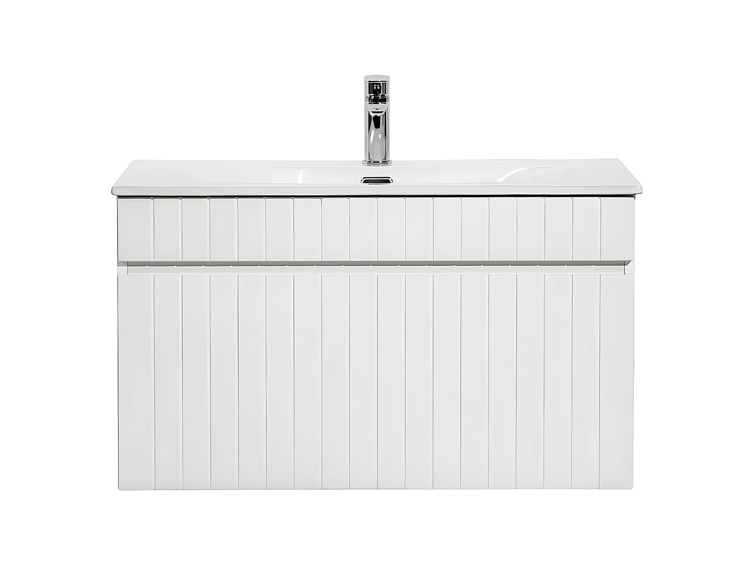Meuble simple vasque encastrée 80cm Zelie Blanc