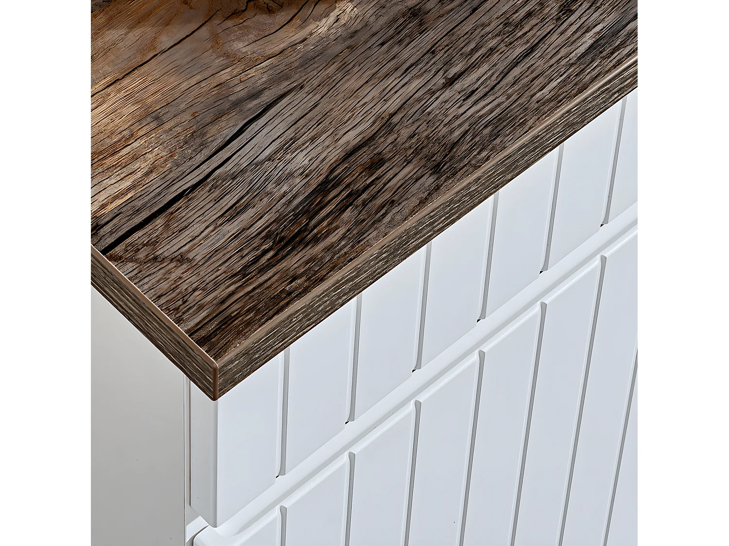 Mueble lavabo individual 80cm 2 nichos Zelie Blanco y Madera