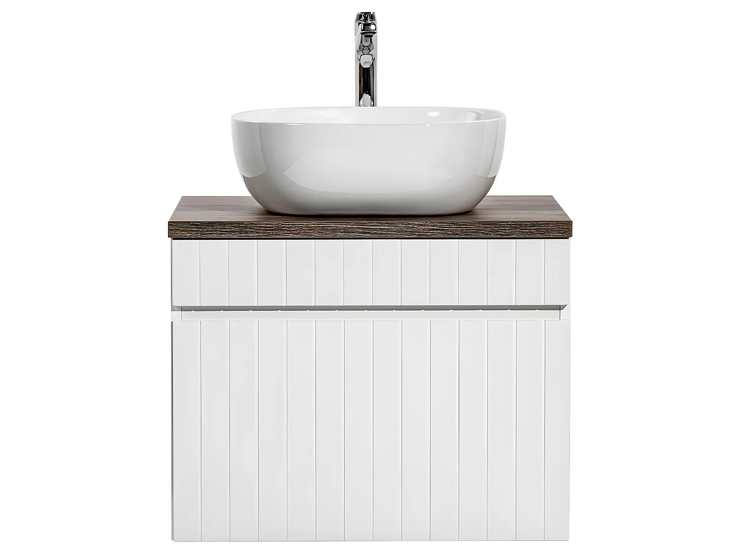 Meuble simple vasque 60cm Zelie Blanc et Bois