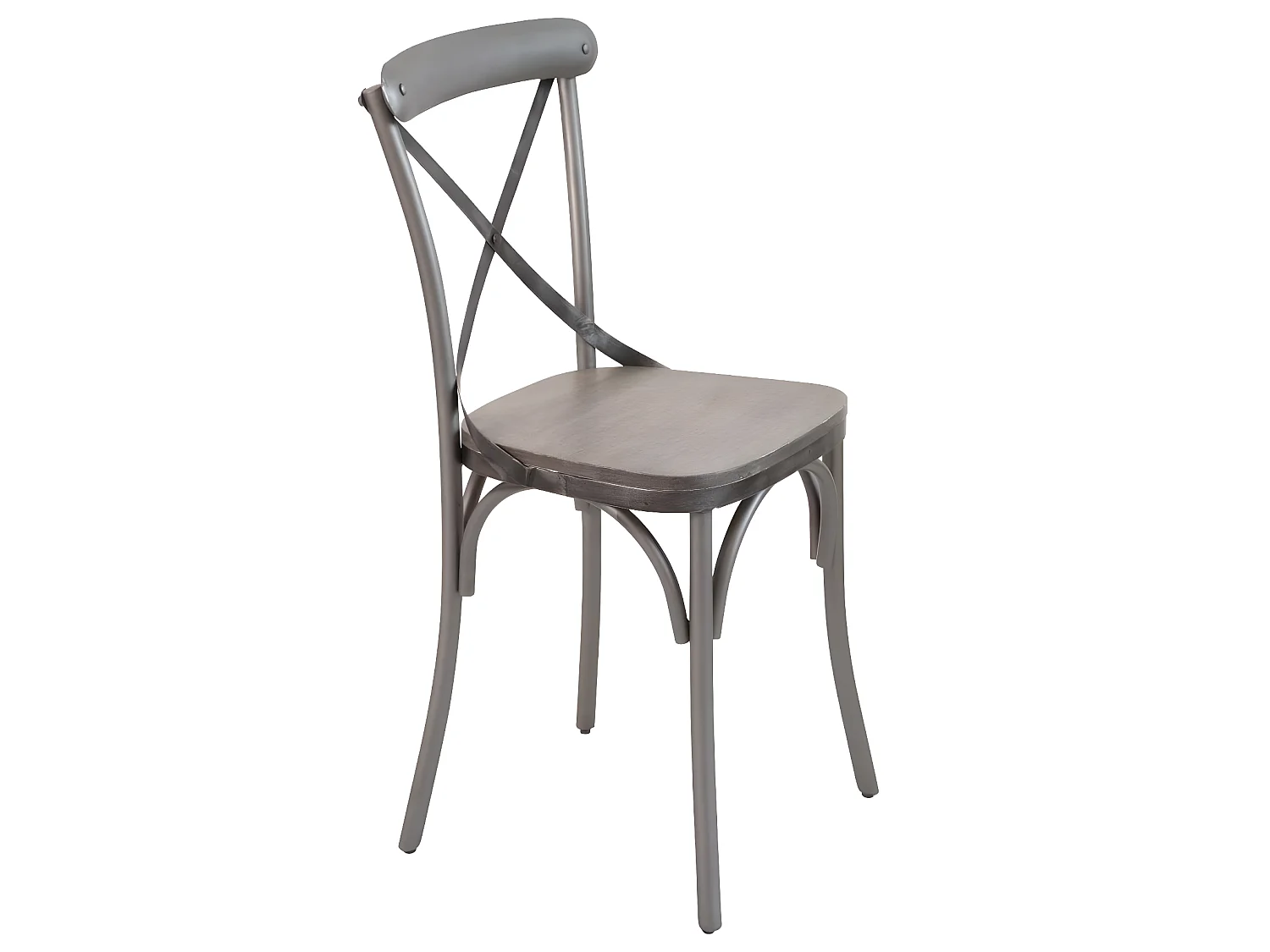 Juego de 2 sillas grises de madera de mango con patas de metal gris