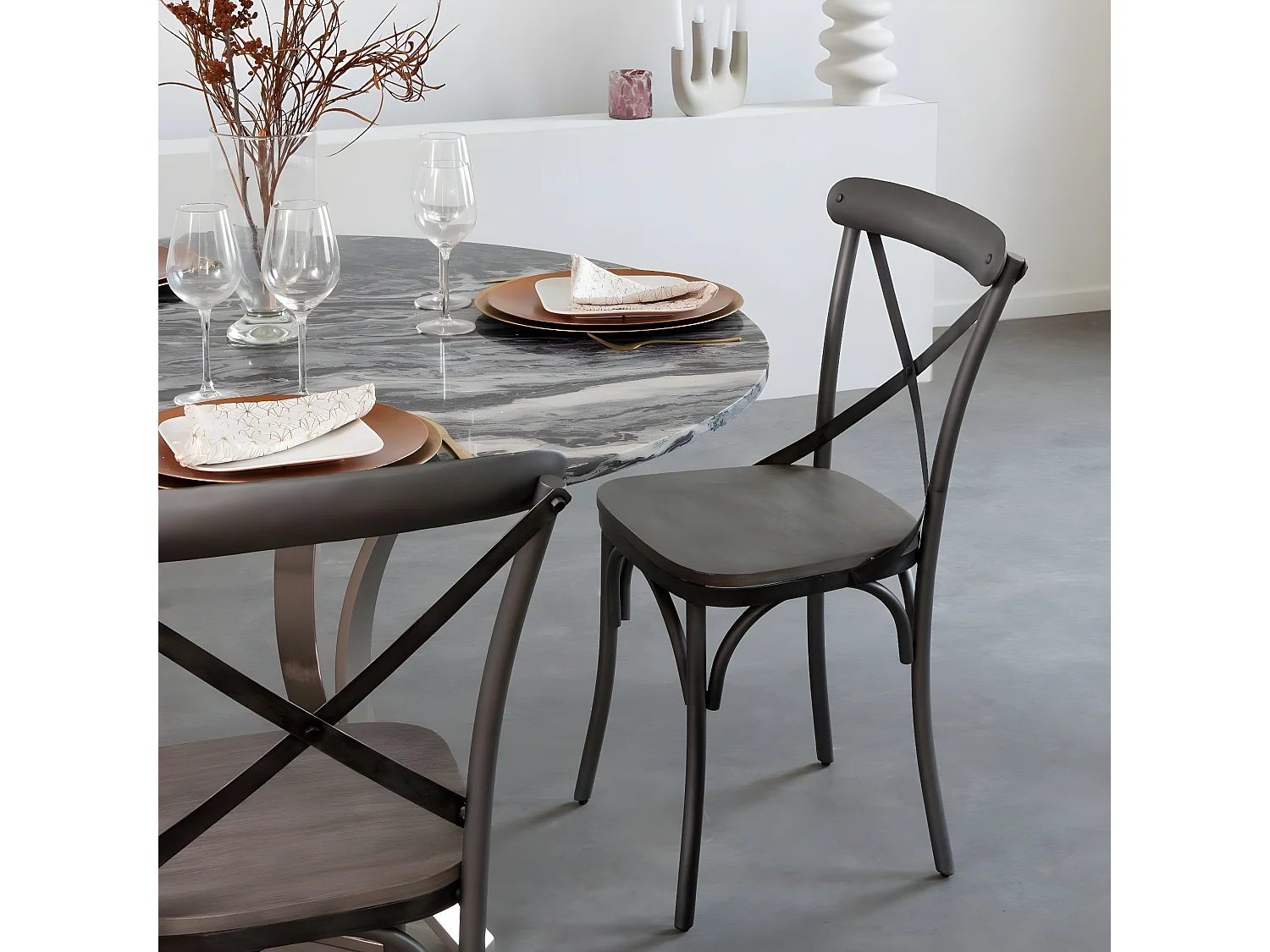 Chaise en bois de manguier grise Wood (lot de 2)