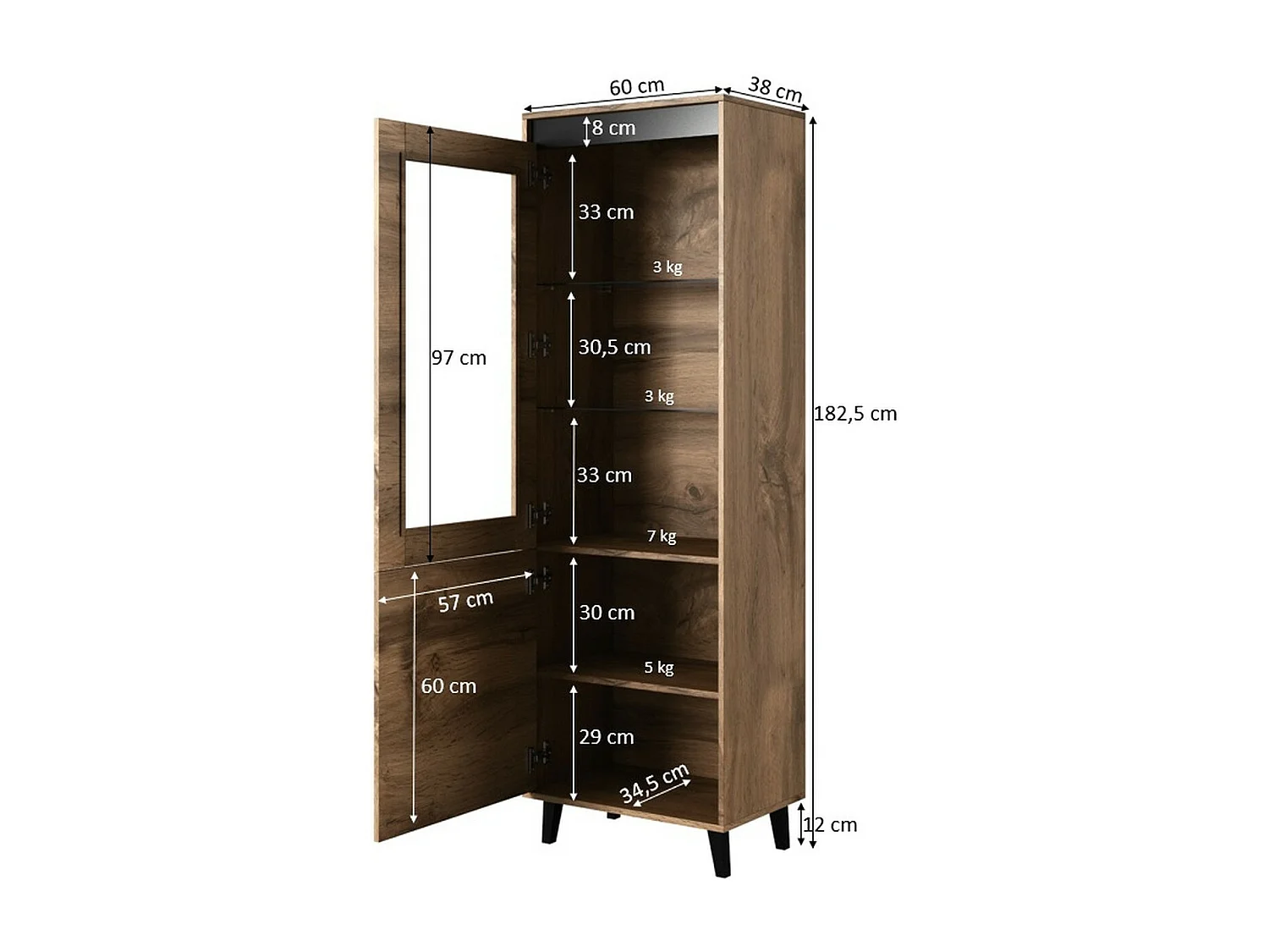 Vetrina Stik wotan in rovere e grigio antracite