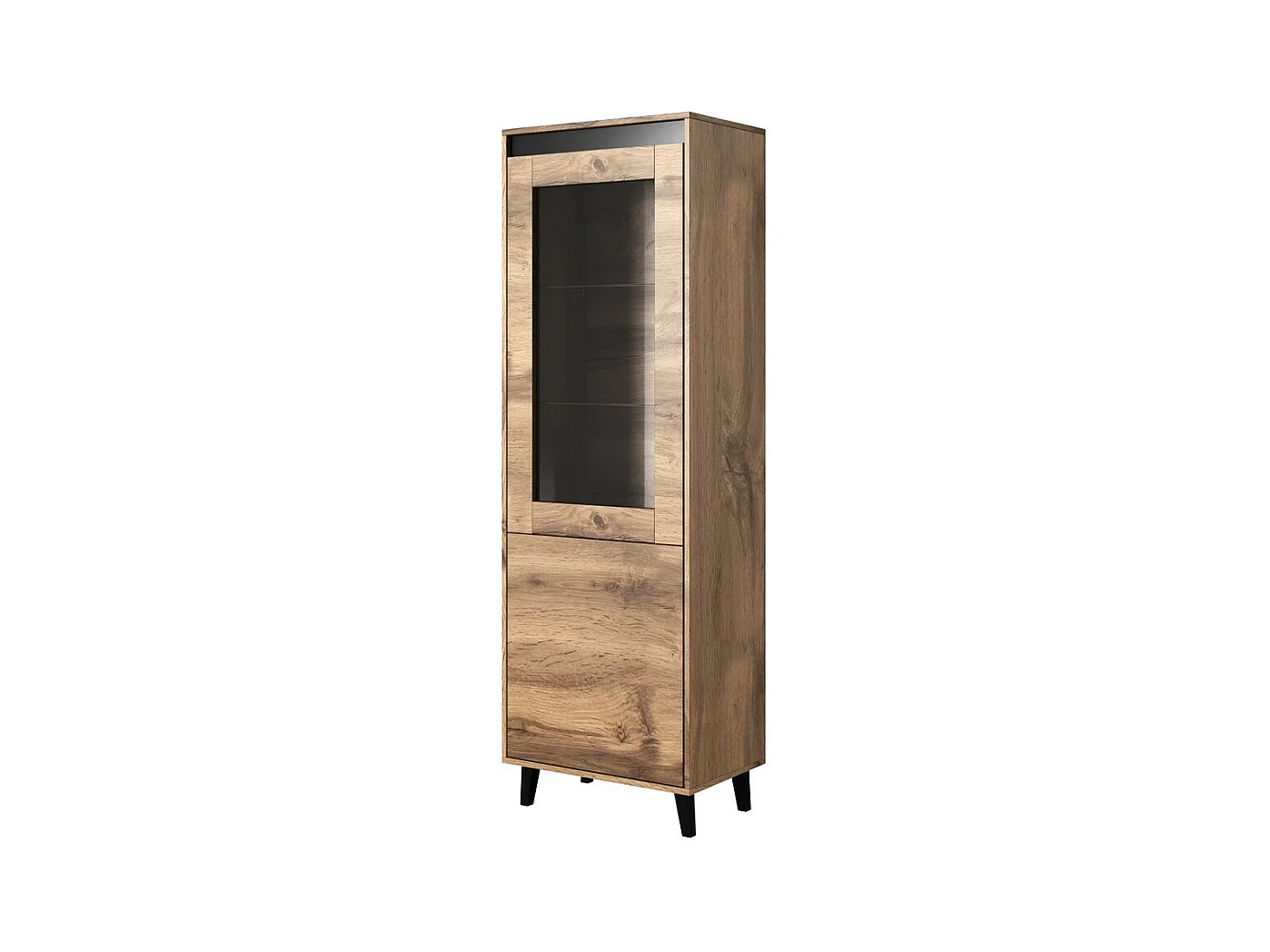 Vitrine aspect chêne wotan et gris anthracite Stik