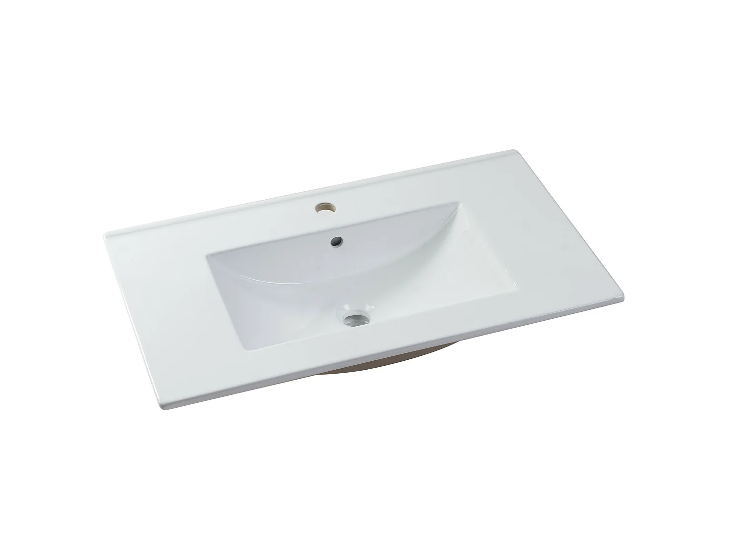 Waschbeckenunterschrank hängend mit Einzelwaschbecken - Weiß - 80 cm - KAYLA