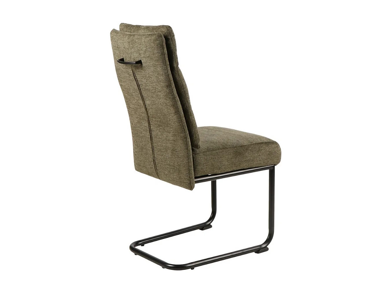 Chaise design en tissu vert olive avec piètement en métal noir Marilou