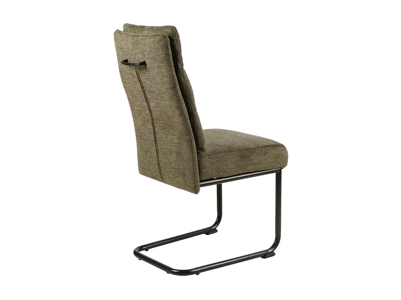 Chaise design en tissu vert olive avec piètement en métal noir Marilou