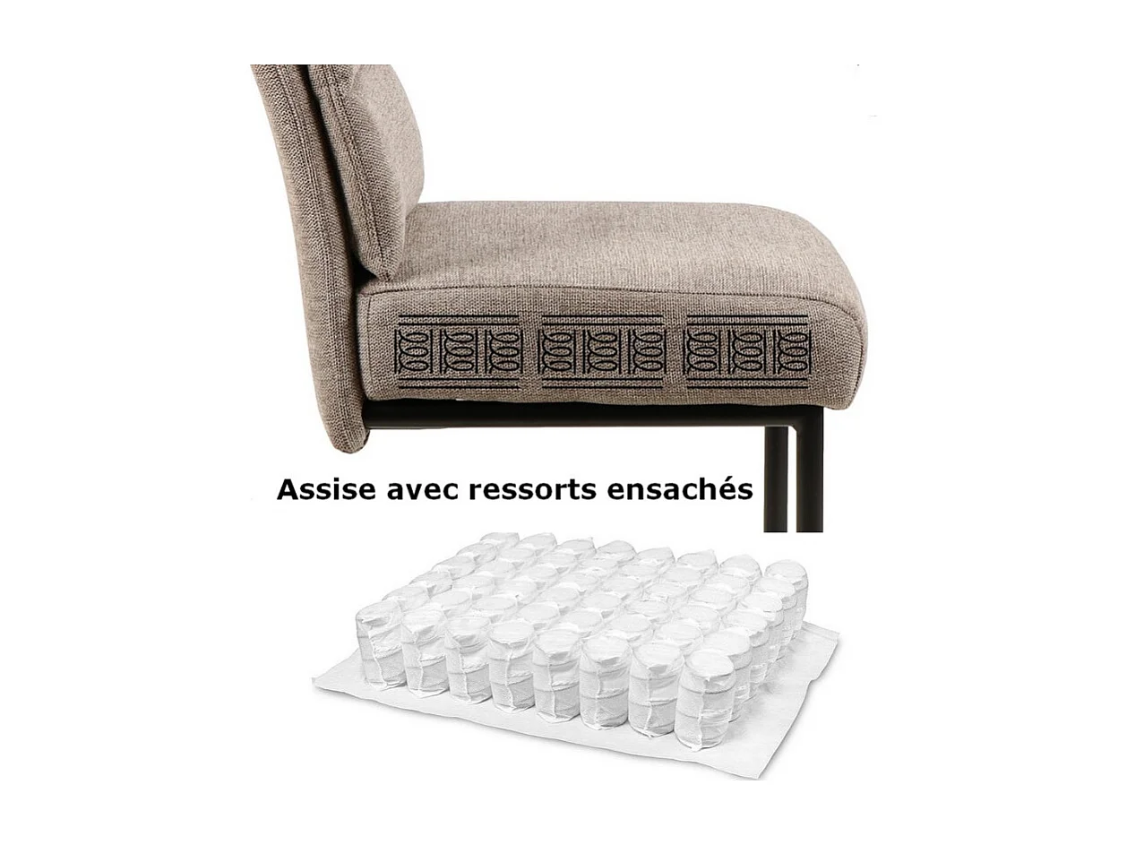 Chaise design en tissu vert olive avec piètement en métal noir Marilou