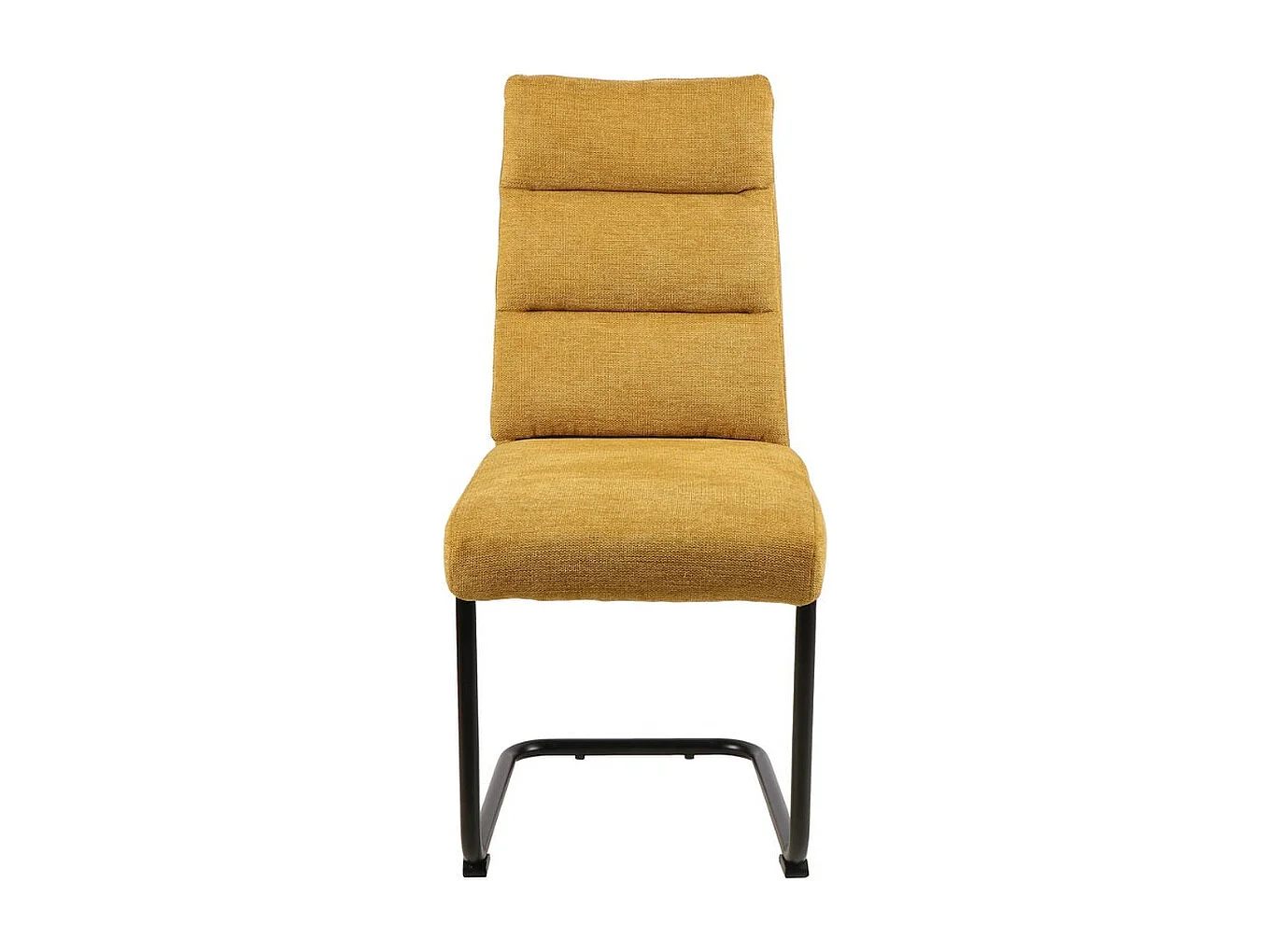 Chaise design en tissu jaune curry avec piètement en métal noir Marilou