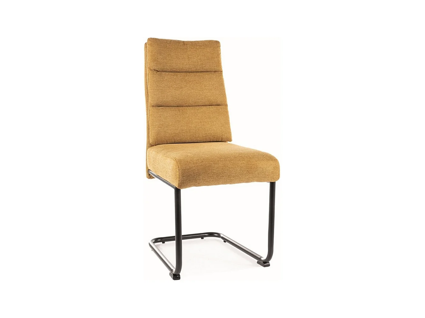 Chaise design en tissu jaune curry avec piètement en métal noir Marilou