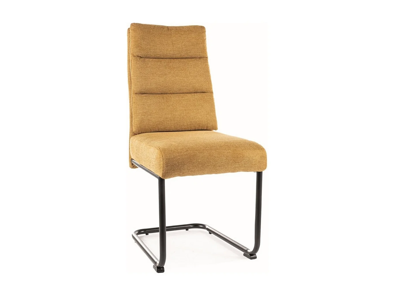 Chaise design en tissu jaune curry avec piètement en métal noir Marilou