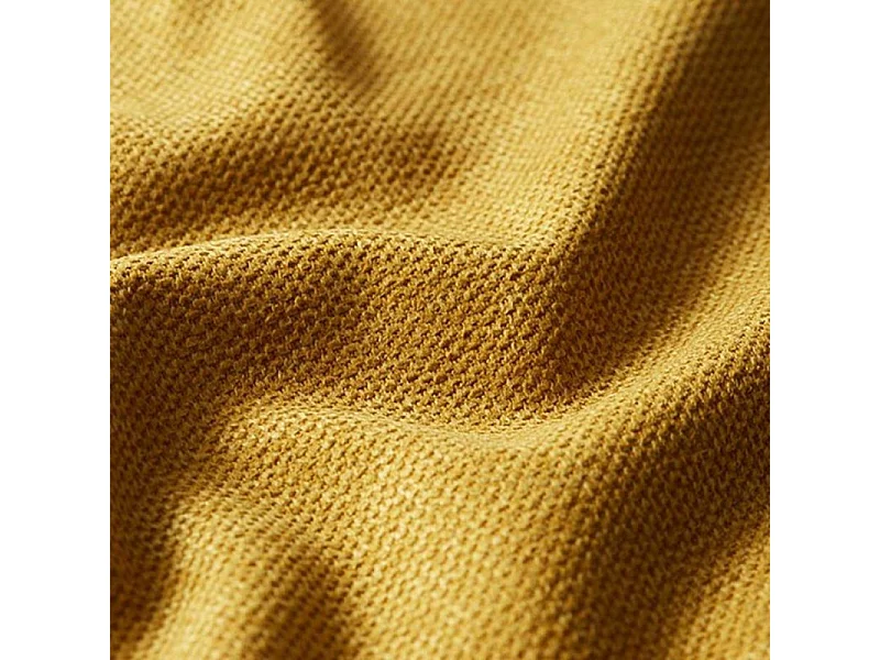 Chaise design en tissu jaune curry avec piètement en métal noir Marilou