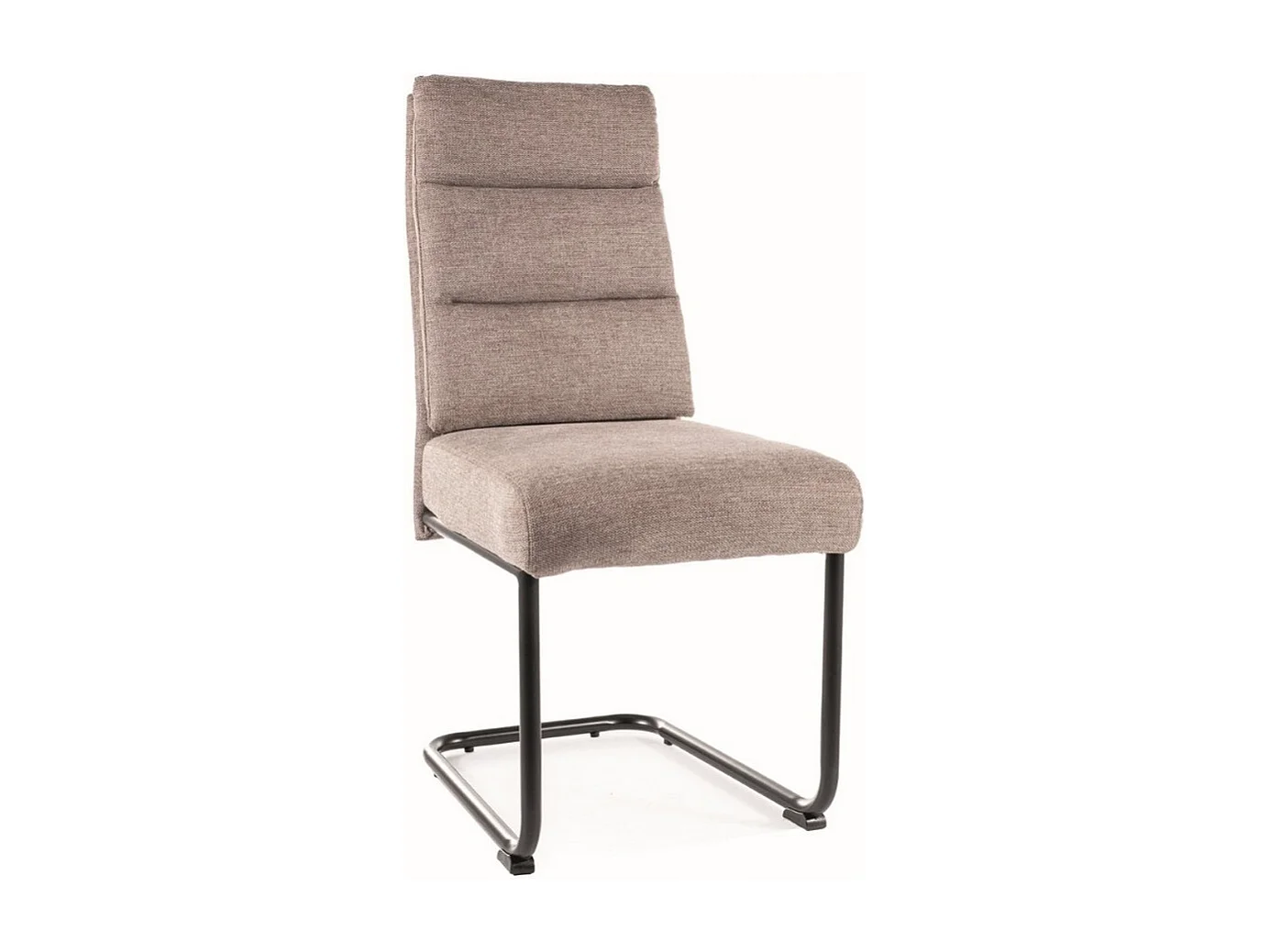 Chaise design en tissu beige avec piètement en métal noir Marilou