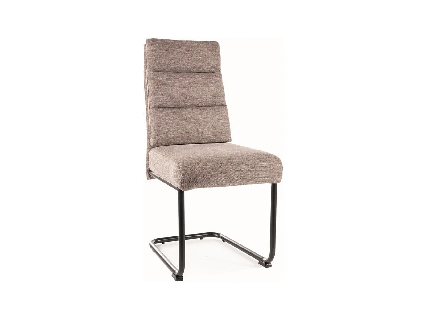 Chaise design en tissu beige avec piètement en métal noir Marilou