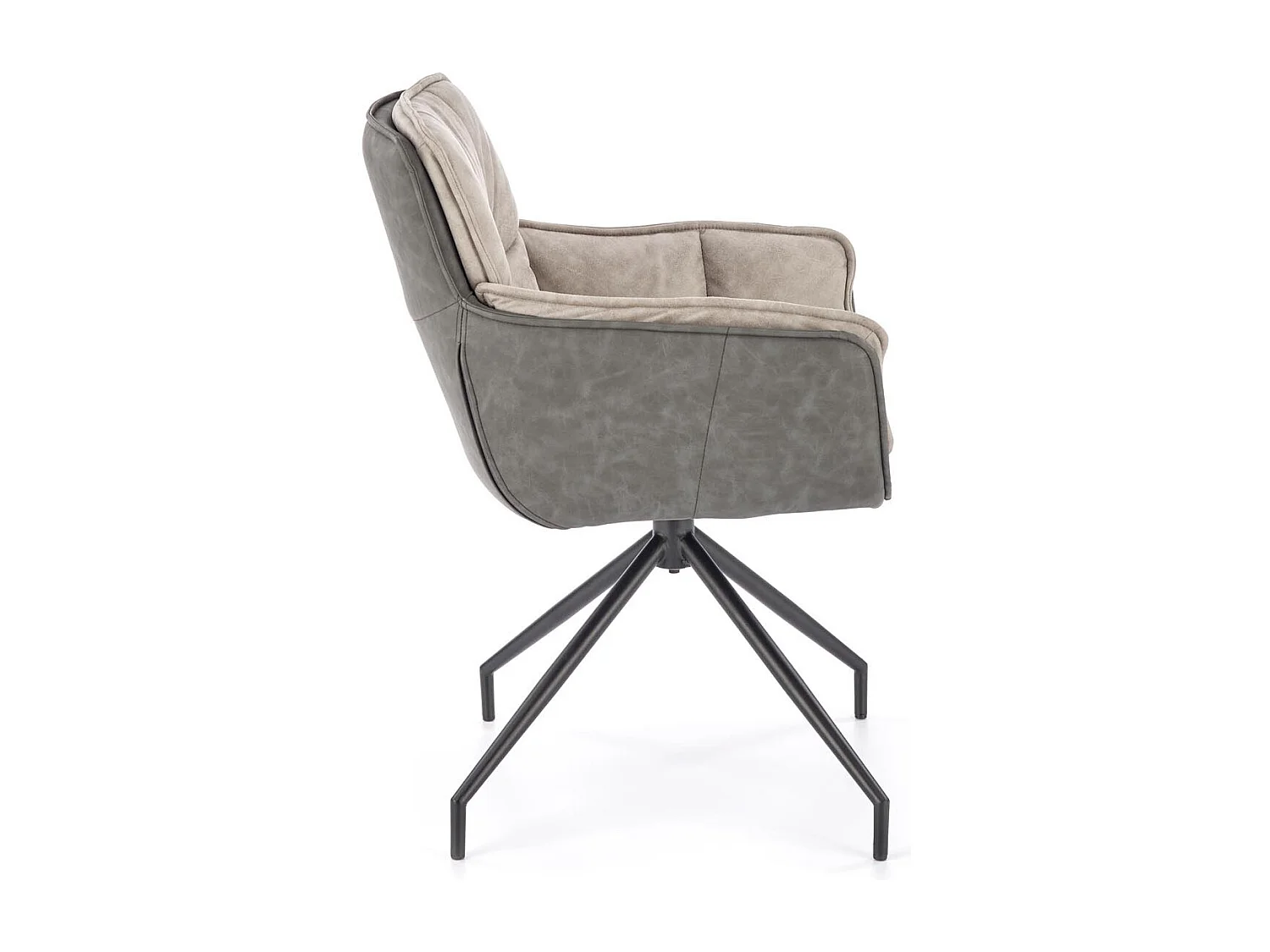 Chaise bi matière éco-cuir et tissu gris clair Doe