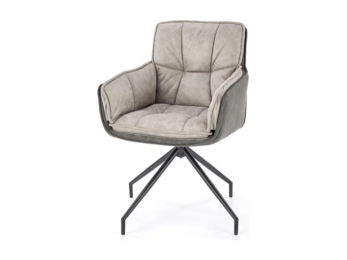 Chaise bi matière éco-cuir et tissu gris clair Doe