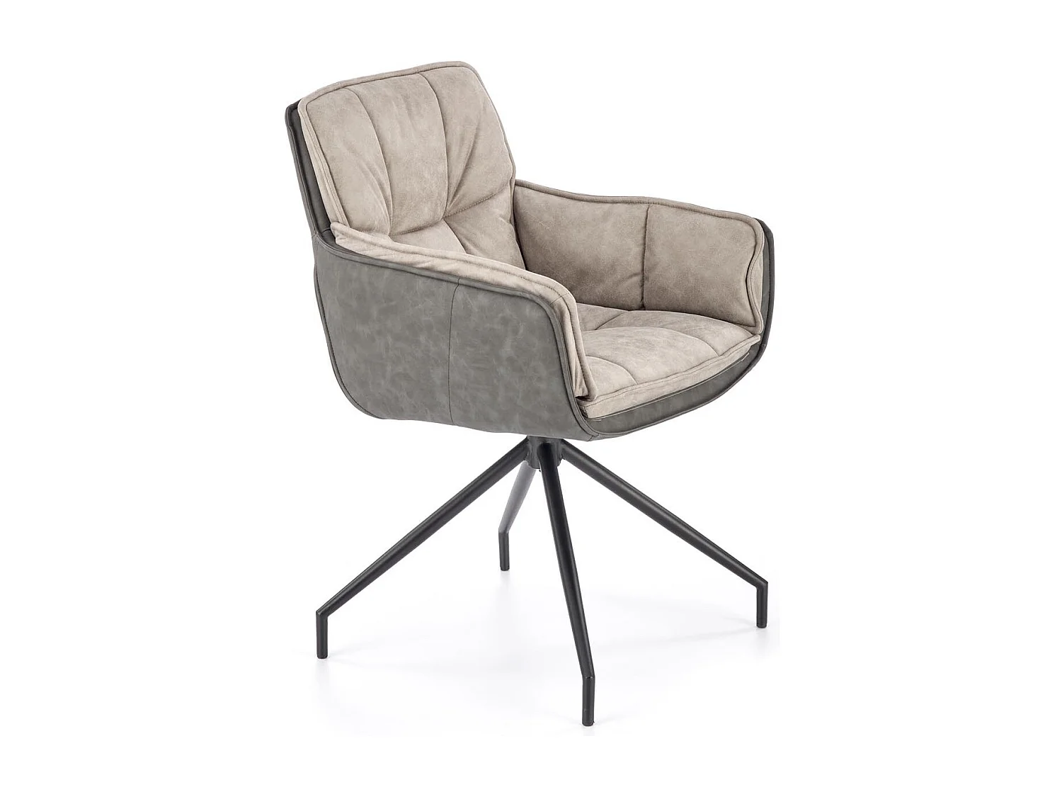 Chaise bi matière éco-cuir et tissu gris clair Doe