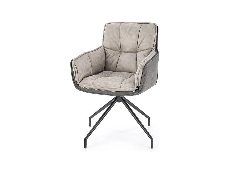 Chaise bi matière éco-cuir et tissu gris clair Doe