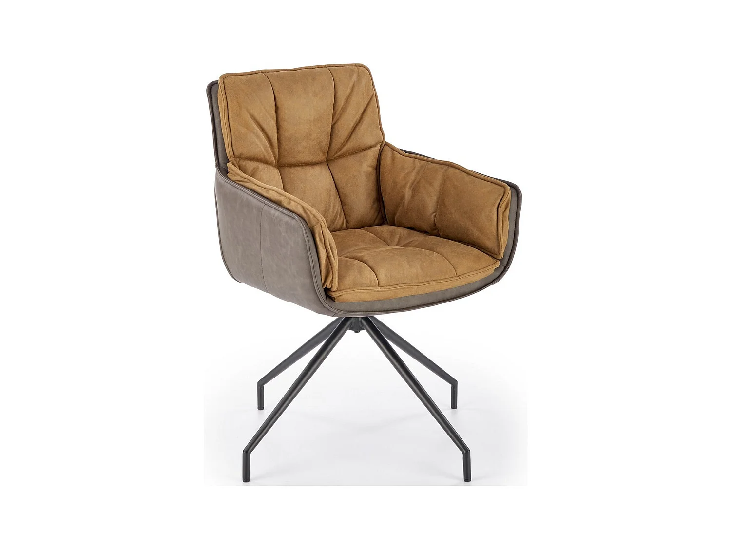 Chaise bi matière eco-cuir gris et tissu marron Doe