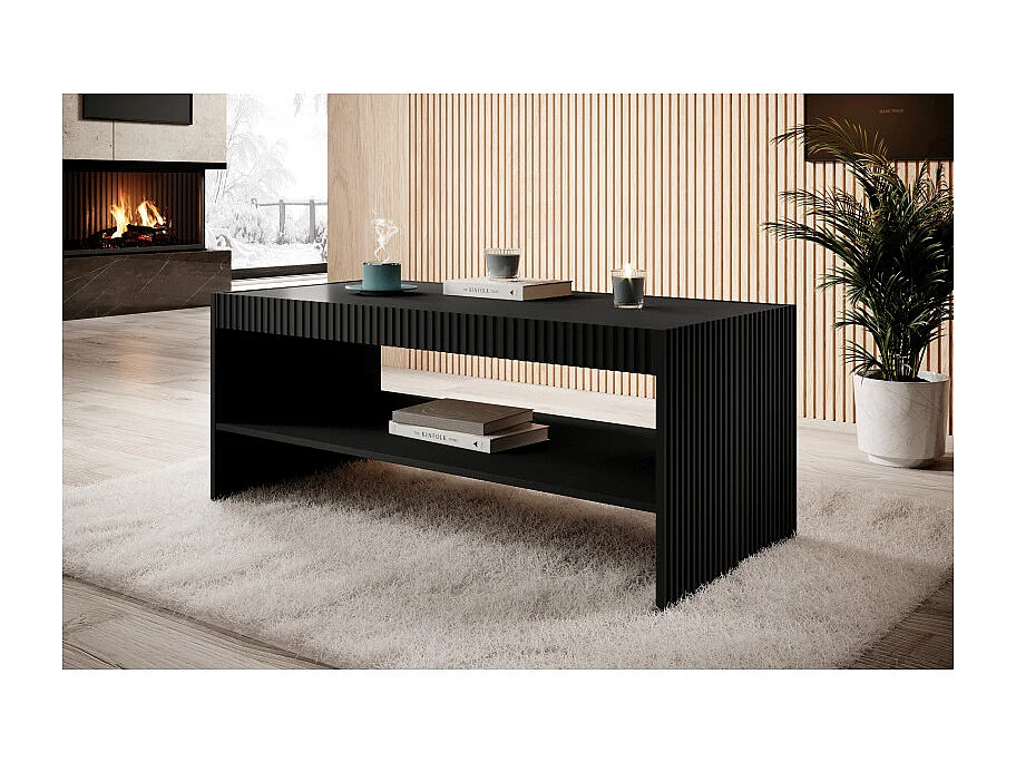 Table basse design noir mat 120 cm Gustave