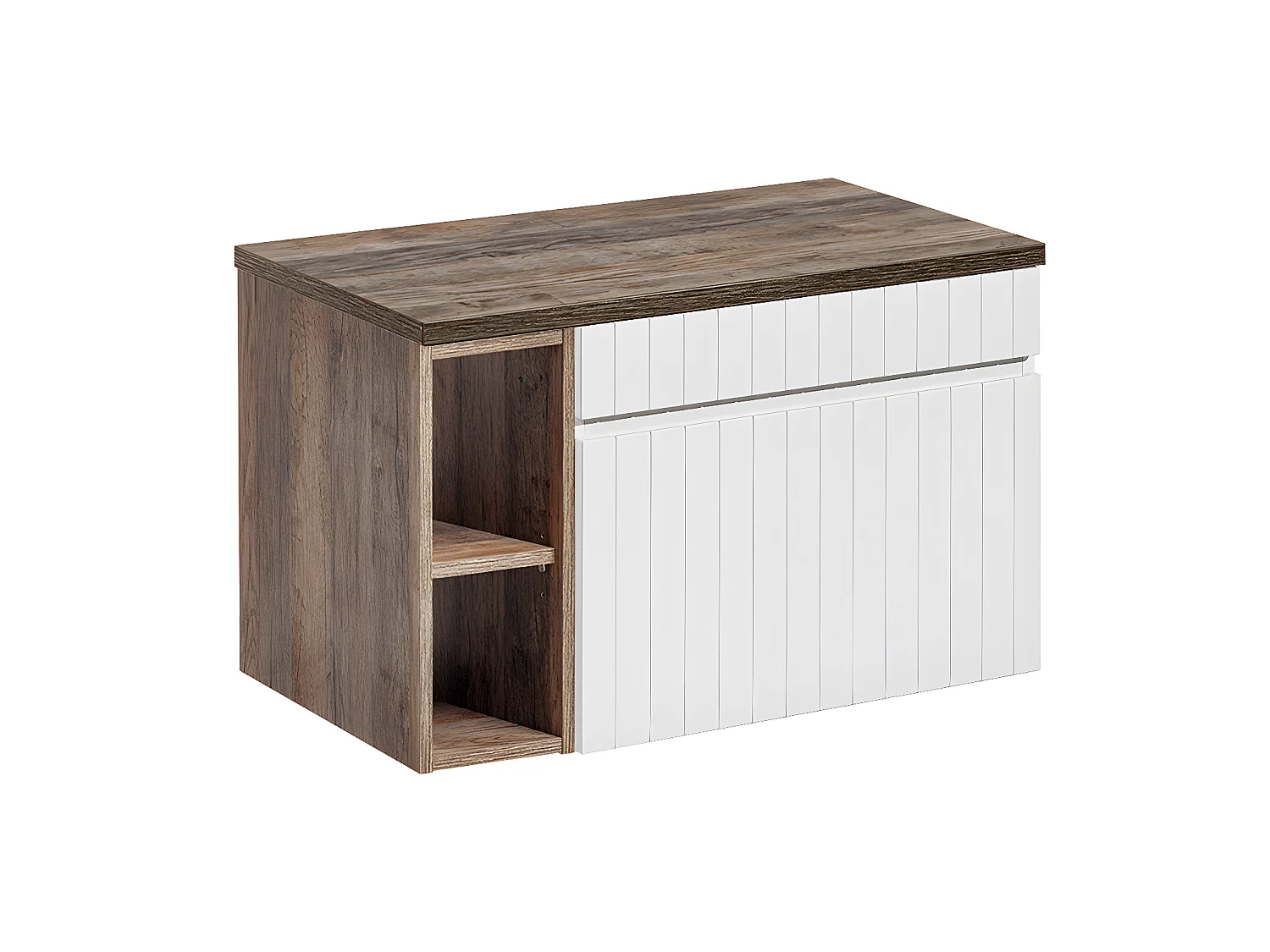 Mueble bajo lavabo 80cm 2 nichos Zelie Blanco y Madera