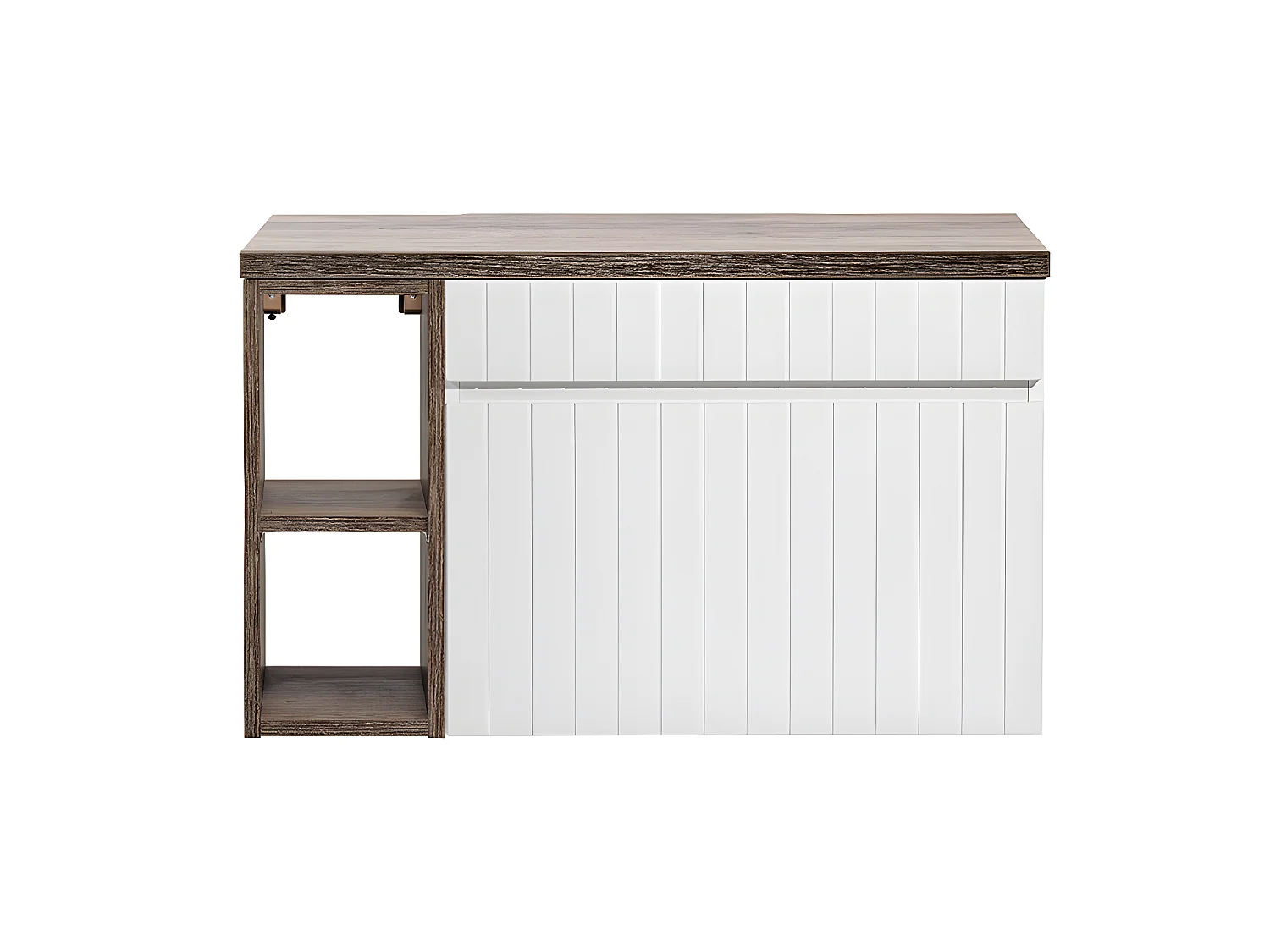 Mueble bajo lavabo 80cm 2 nichos Zelie Blanco y Madera