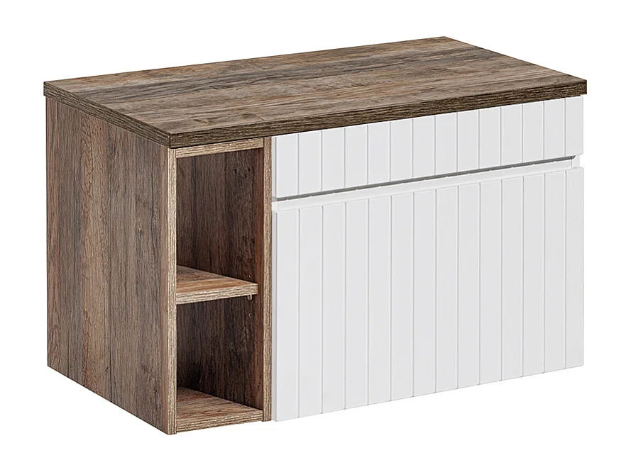 Zelie Wit en Hout 80cm 2 nissen badmeubel