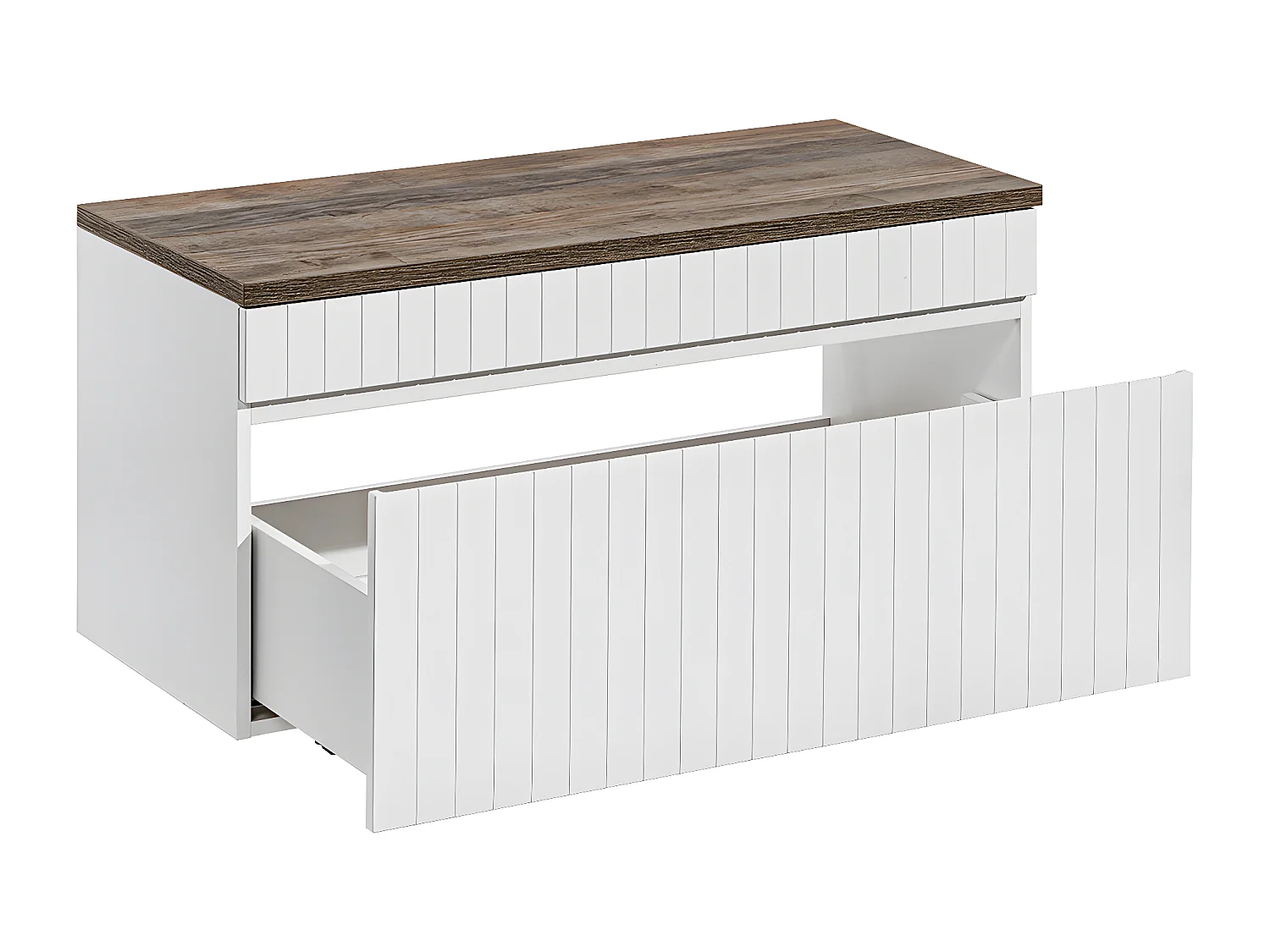 Mueble bajo lavabo 100cm y encimera Zelie Blanco y Madera