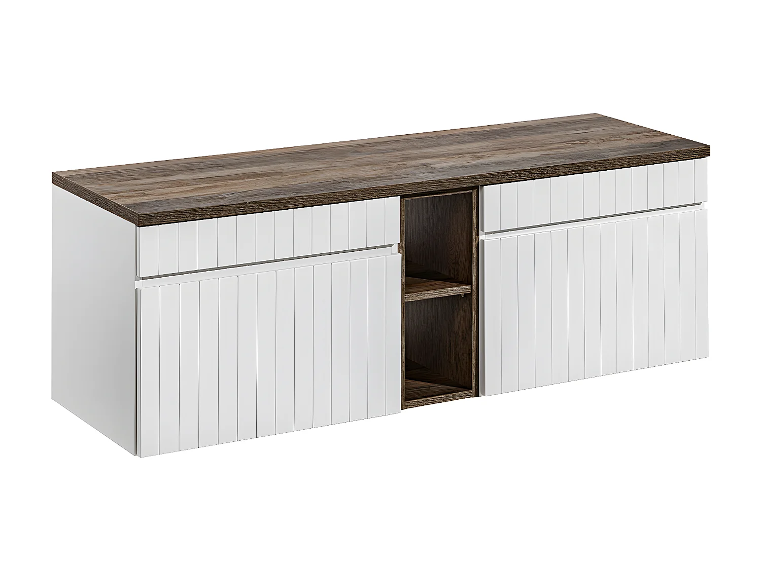 Zelie Wit en Hout 140cm 2 nissen badmeubel