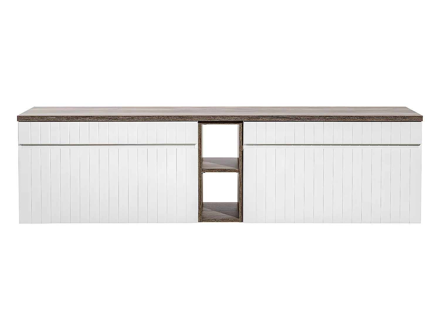 Meuble sous-vasque 180cm 2 niches Zelie Blanc et Bois