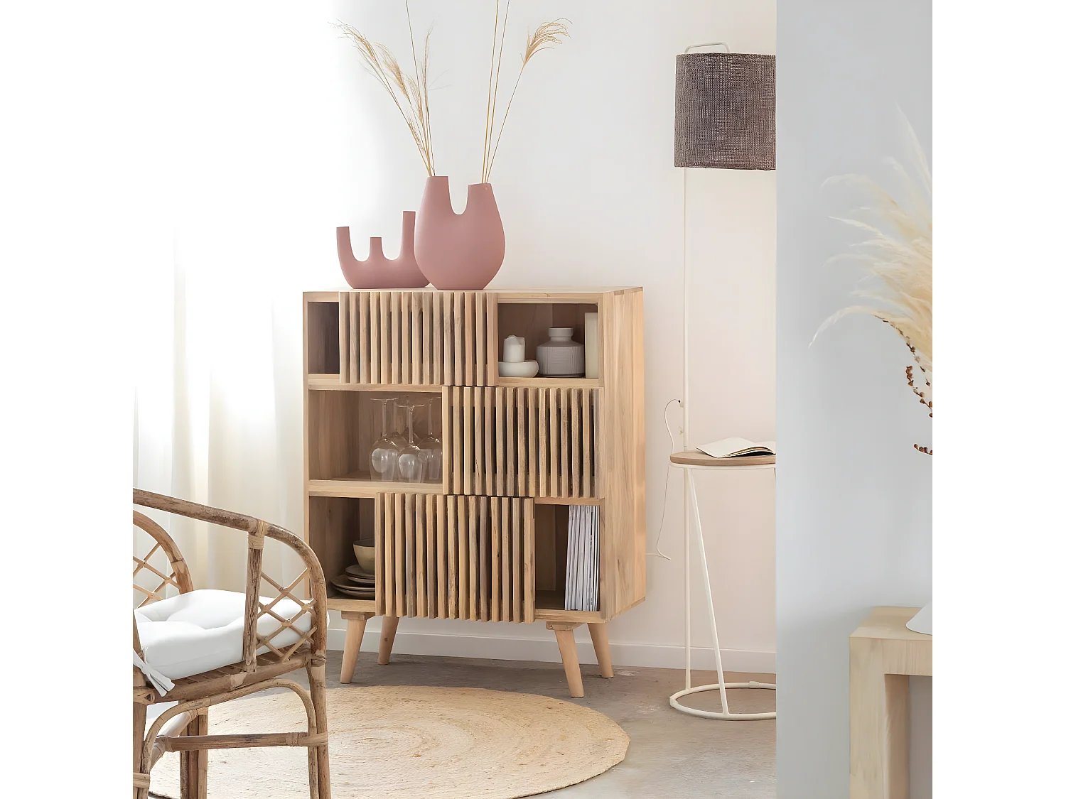 Vase rose 4 tiges en aluminium Dahlia