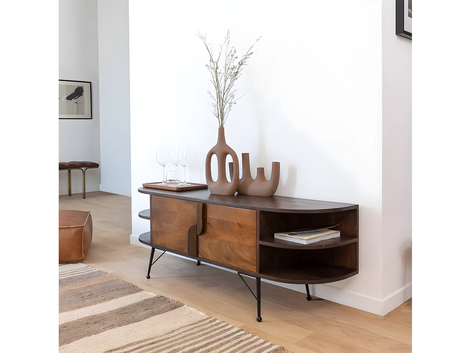 Vase marron 4 tiges en aluminium Dahlia