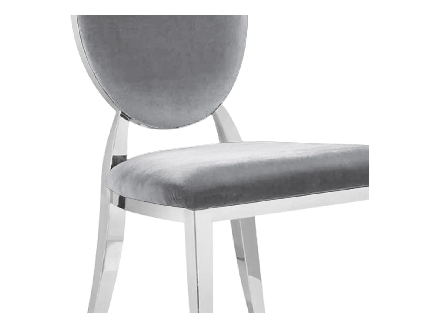 Set di 6 sedie a medaglione in velluto argento Sofia