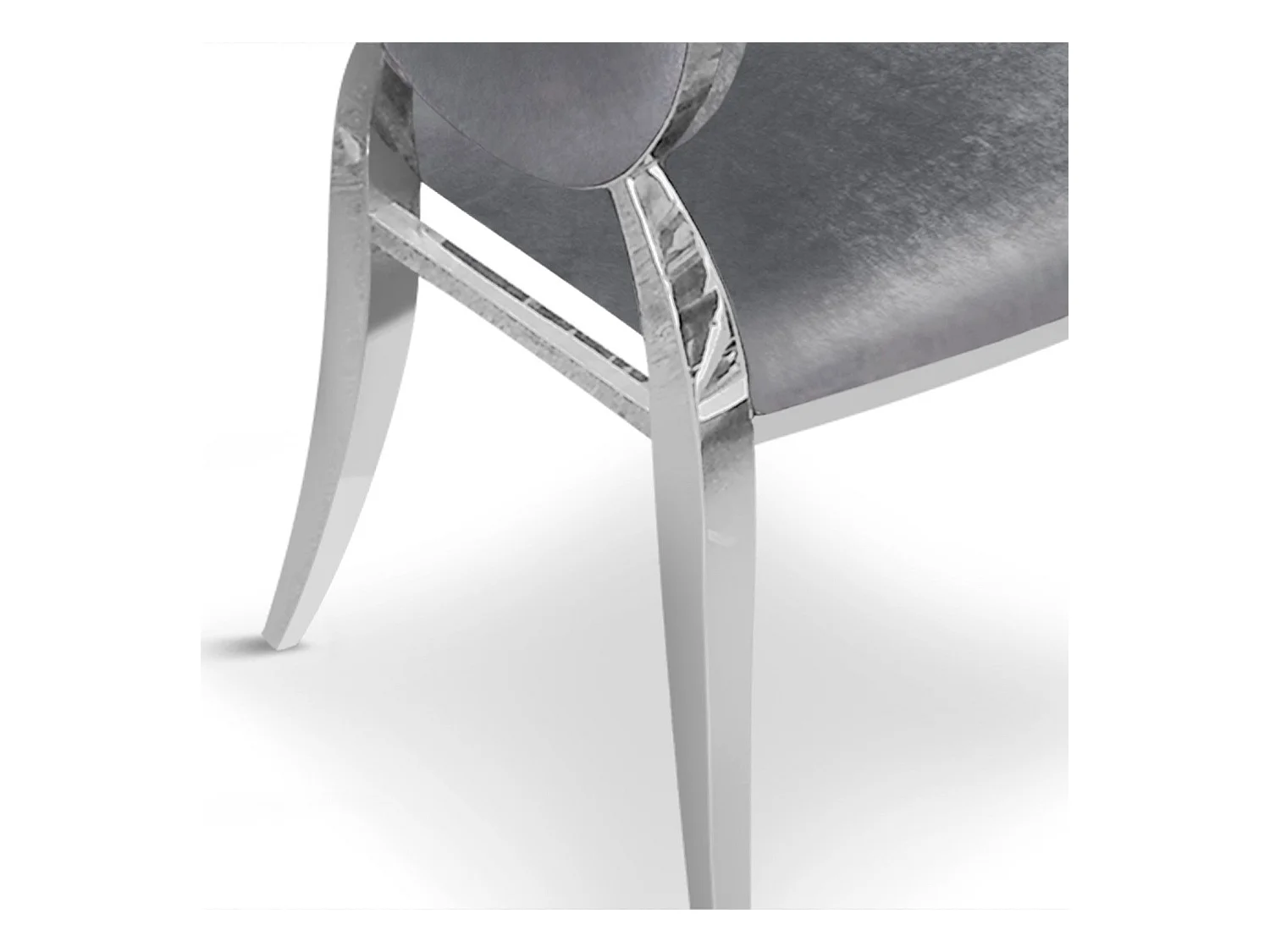 Set di 6 sedie a medaglione in velluto argento Sofia