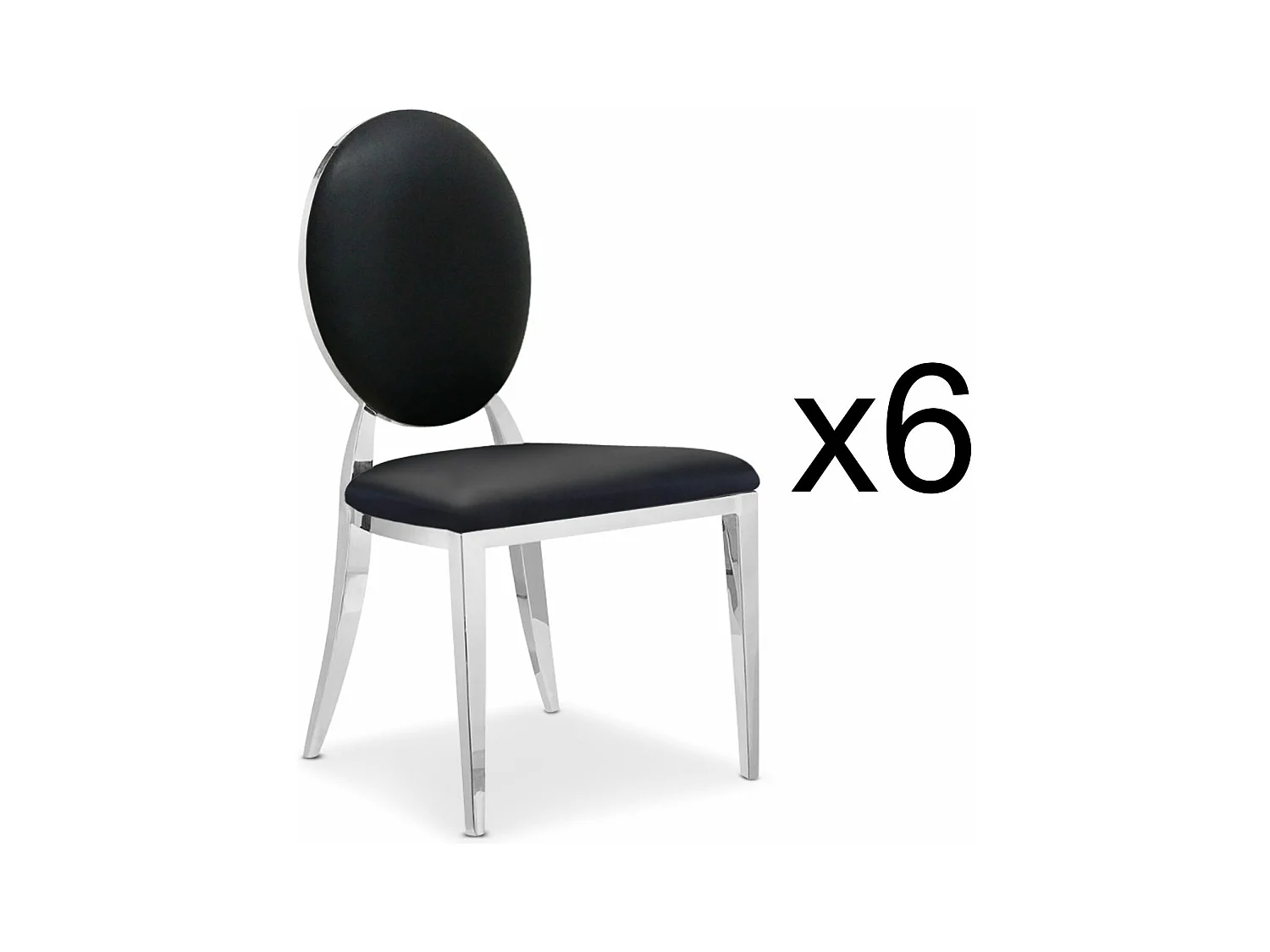 Lot de 6 chaises médaillon Sofia Simili Noir