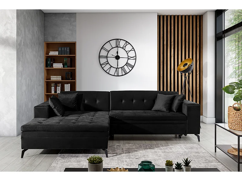 Ecksofa Primo L/Stoff-Schwarz