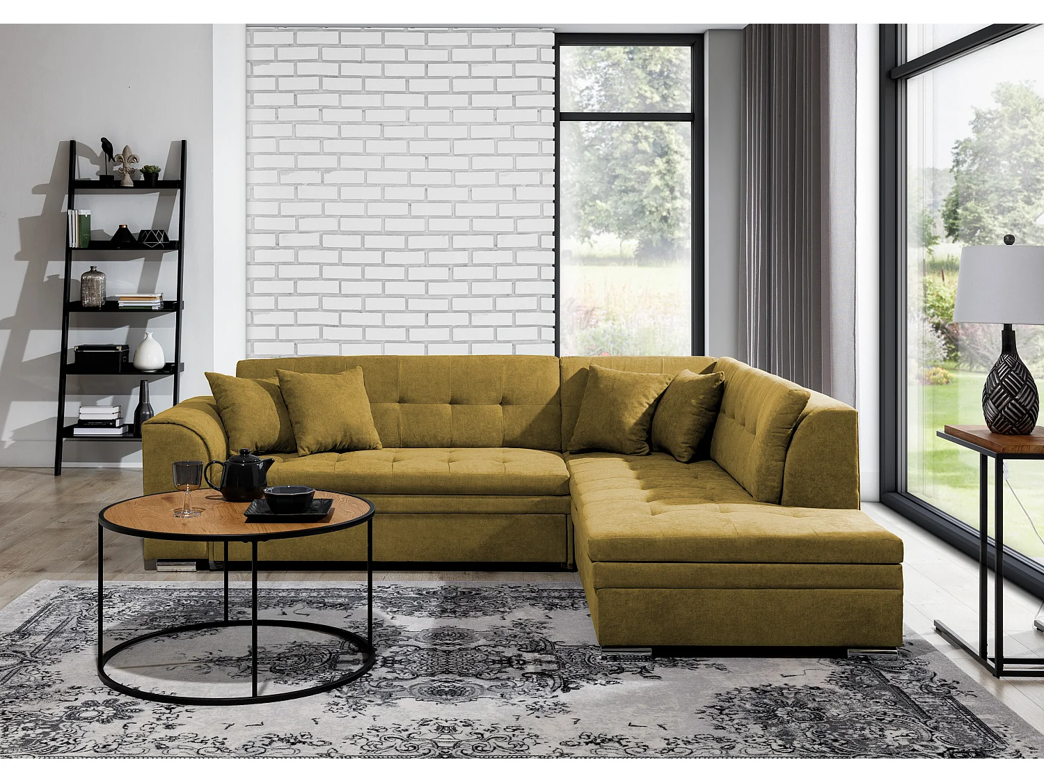 Ecksofa Atlanta R/Stoff-Gelb